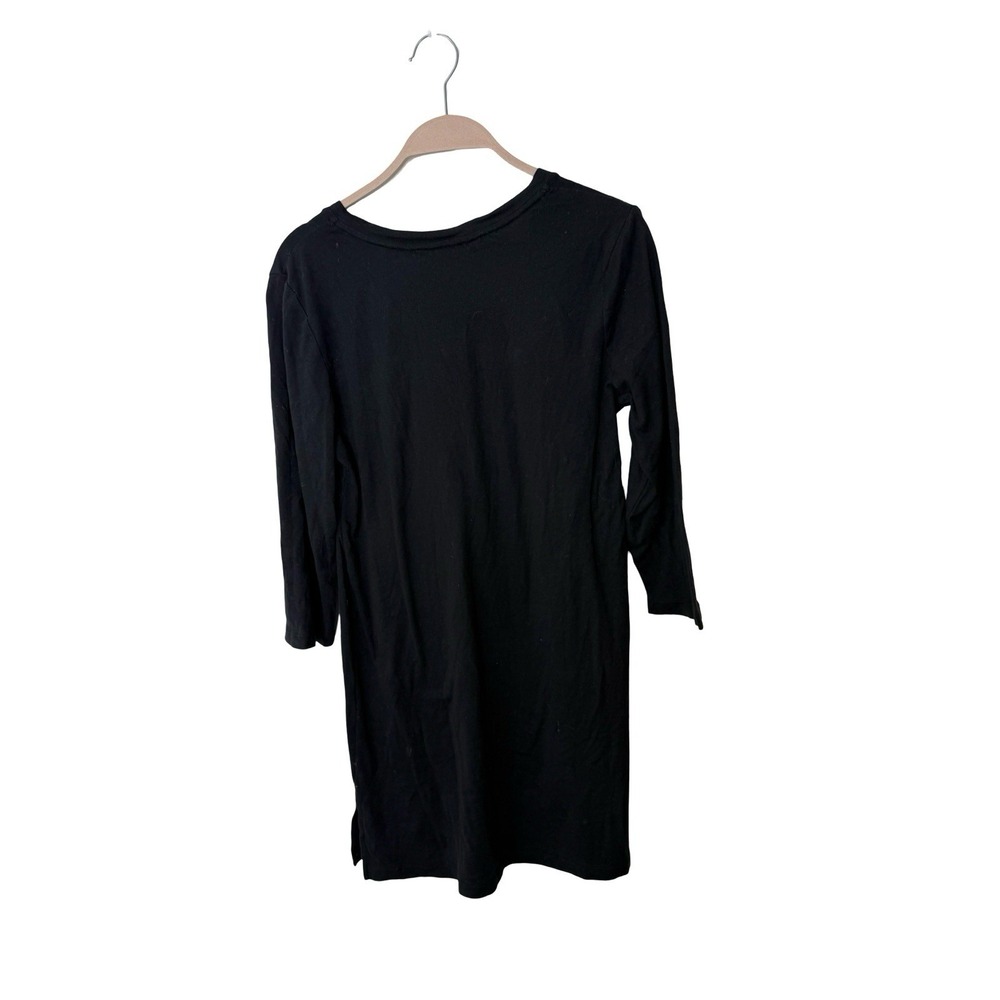 Lauren Ralph Lauren womens sz M black v-neck crest sleep shirt cotton night pjs - Picture 2 of 2